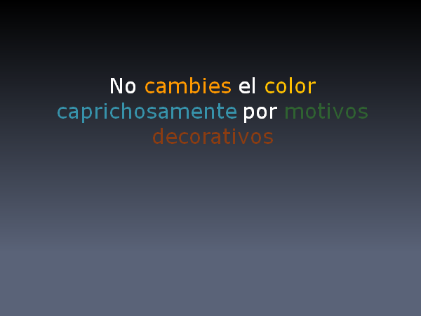 Utiliza diferentes colores solamente para enfatizar o para indicar diferentes clases de información
