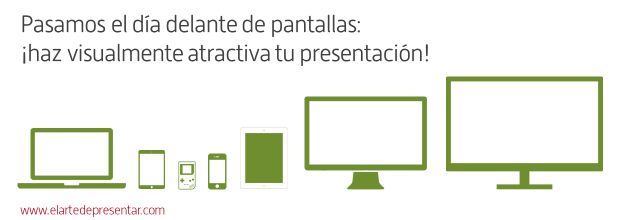Pasamos el día delante de pantallas: ¡haz visualmente atractiva tu presentación! (Todos los iconos de esta imagen han sido descargados desde The Noun Project)