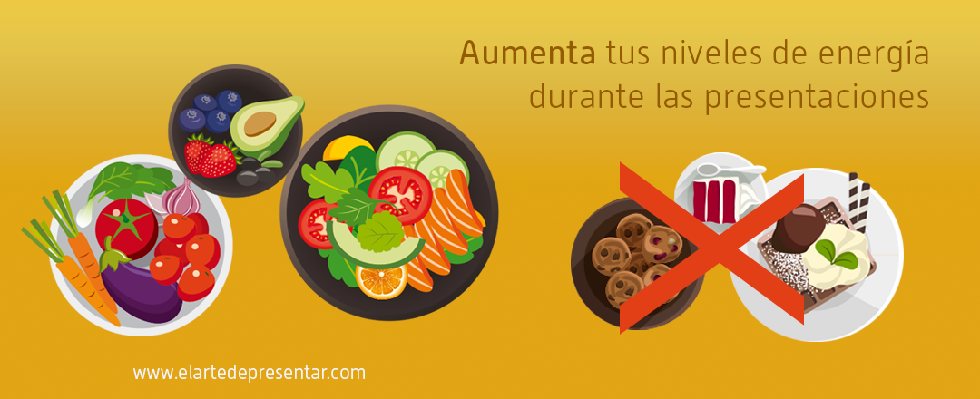 Aliméntate para aumentar tus niveles de energía durante las presentaciones y a lo largo de todo el día
