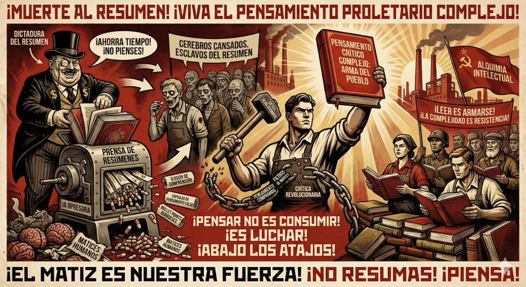 El resumen te hace sentir listo. Este artículo quiere que te sientas incómodo. Quiere erigir una barricada contra la dictadura del resumen.